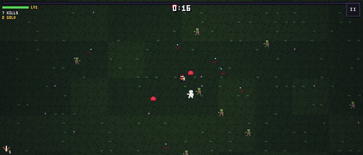 2DSurvive gameplay — the Hunter dodging zombies and slimes in the dark